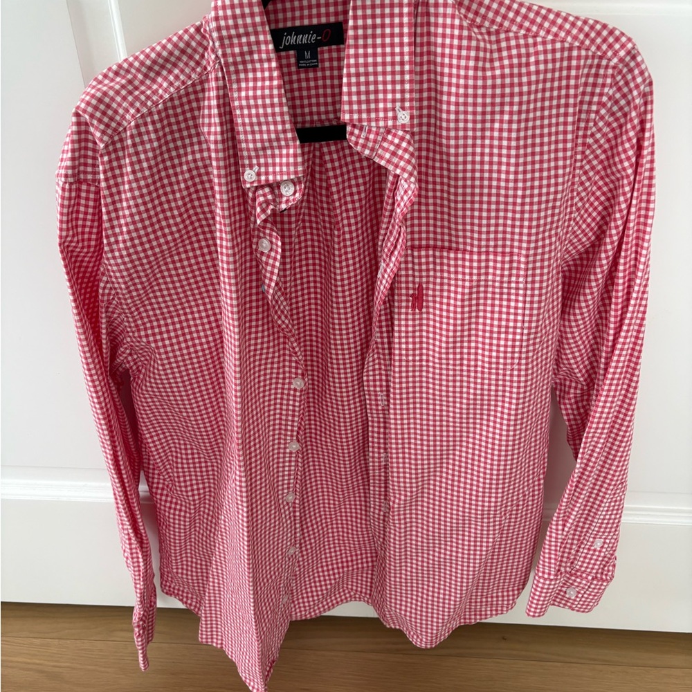 Johnnie-O Pink Gingham Casual Shirt